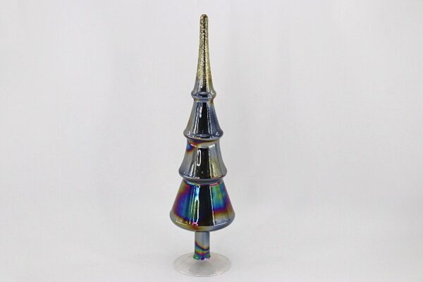 Multicolor Hand Painted Glass Christmas Tree, Colorful Tabletop Holiday Tree Decoration