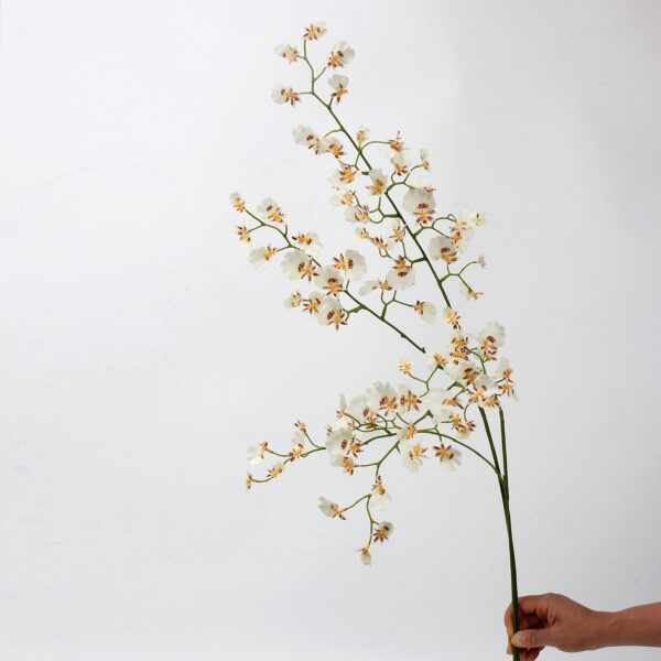 White Artificial Oncidium Orchid Spray Stem, Faux Dancing Lady Orchid Branch for Wedding Home Decor, Wholesale