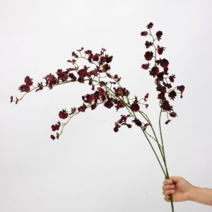 White Artificial Oncidium Orchid Spray Stem, Faux Dancing Lady Orchid Branch for Wedding Home Decor, Wholesale