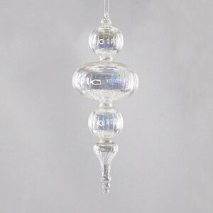 Clear Silver Mercury Glass Finial Ornament, Vintage Style Christmas Tree Hanging Decoration