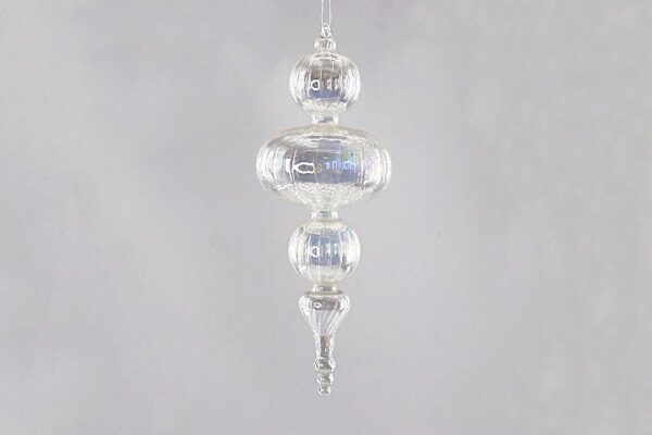 Clear Silver Mercury Glass Finial Ornament, Vintage Style Christmas Tree Hanging Decoration