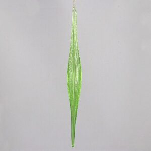 Green Translucent Glass Icicle Christmas Ornament, Slender Handmade Glass Tree Hanging Decor