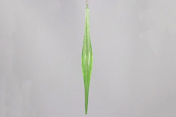 Green Translucent Glass Icicle Christmas Ornament, Slender Handmade Glass Tree Hanging Decor