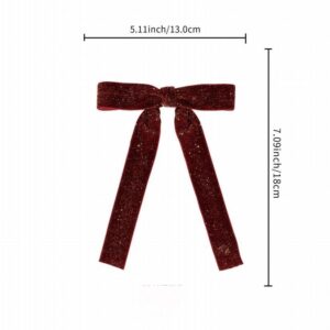 Burgundy Velvet Mini Christmas Bow, Short Tail Ribbon Ornament for Gift Craft Wreath and Table Decor, Wholesale