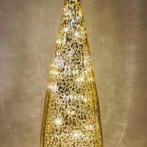 Gold Light Up Mercury Glass Christmas Tree, LED Illuminated Tabletop Holiday Centerpiece