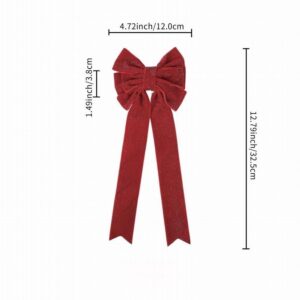 Burgundy Velvet Knot Bow Christmas Ornament, Chunky Loop Ribbon Bow for Xmas Tree and Wreath Decoration, Wholesale
