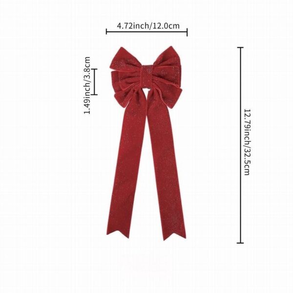 Burgundy Velvet Knot Bow Christmas Ornament, Chunky Loop Ribbon Bow for Xmas Tree and Wreath Decoration, Wholesale