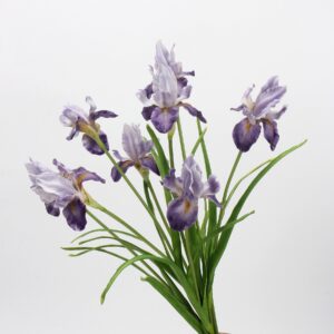 Mauve Purple Artificial Iris Bunch 6 Heads, Faux Bearded Iris Flowers for Spring Home Decor, Wholesale