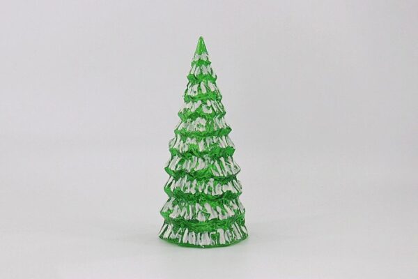 Green Flocked Glass Christmas Tree Figurine, Snow Covered Tabletop Holiday Tree Decor Wholesale