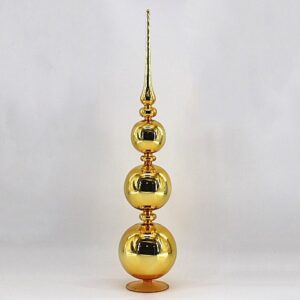 Yellow Mercury Glass Ball Tree Topper Finial, Glitter Christmas Tree Topper Ornament Wholesale