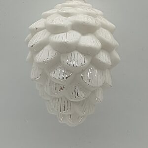 White Iridescent Glass Pinecone Ornament, Snow White Christmas Tree Hanging Decoration