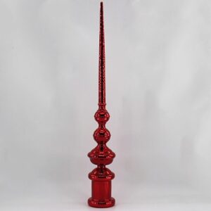 Red Mercury Glass Tree Topper Finial, Swirl Pattern Christmas Tree Topper Ornament Decoration