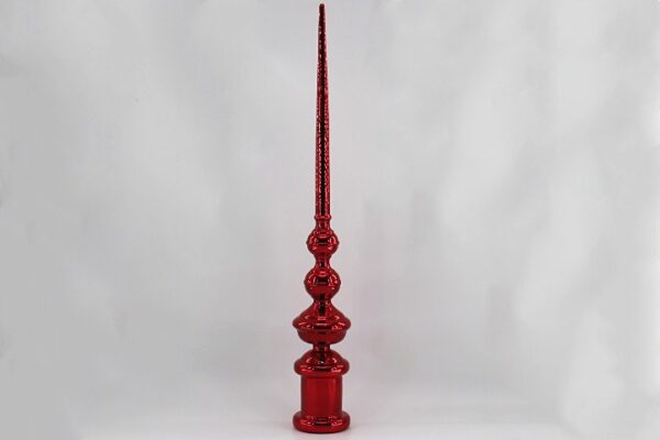 Red Mercury Glass Tree Topper Finial, Swirl Pattern Christmas Tree Topper Ornament Decoration