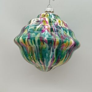Rainbow Swirl Glass Diamond Ornament, Colorful Tie Dye Christmas Tree Hanging Decoration