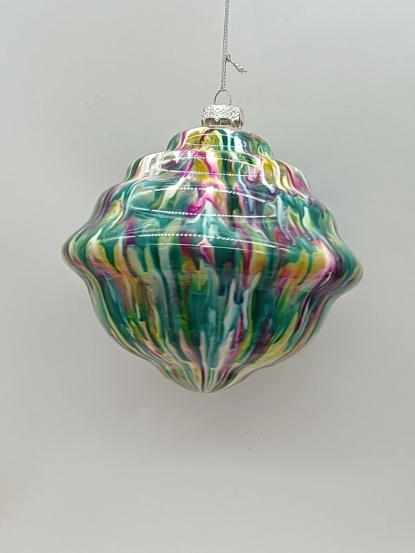Rainbow Swirl Glass Diamond Ornament, Colorful Tie Dye Christmas Tree Hanging Decoration