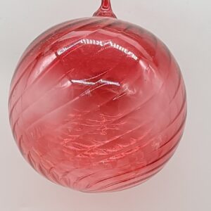 Red Marble Swirl Glass Ball Christmas Ornament, Translucent Candy Pattern Holiday Bauble Decor
