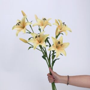 Terracotta Artificial Lily Bush 6 Heads with Buds, Faux Asiatic Lily Bouquet for Autumn Home Decor, Wholesale