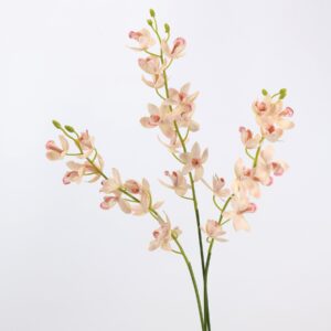 Blush Pink Artificial Cymbidium Orchid Stems Set of 3, Faux Boat Orchid Sprays for Wedding Centerpiece, Wholesale