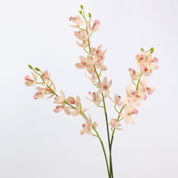 Blush Pink Artificial Cymbidium Orchid Stems Set of 3, Faux Boat Orchid Sprays for Wedding Centerpiece, Wholesale