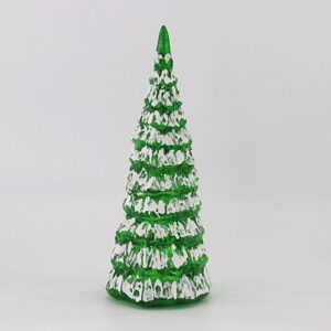 Green and White Frosted Glass Christmas Tree, Snow Dusted Tabletop Holiday Tree Decoration