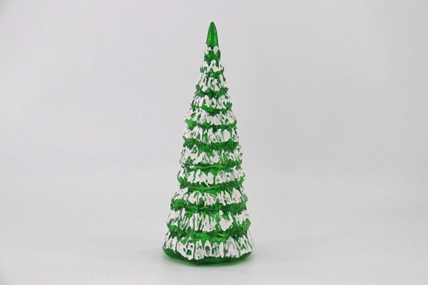 Green and White Frosted Glass Christmas Tree, Snow Dusted Tabletop Holiday Tree Decoration