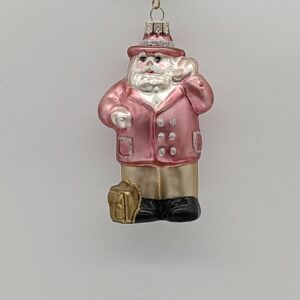 Pink Glitter Santa Claus Glass Ornament, Snow Dusted Christmas Tree Figure Hanging Decoration