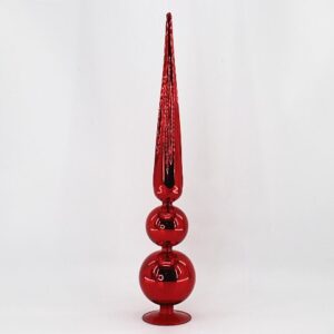 Red Mercury Glass Ball Tree Topper, Glitter Christmas Tree Topper Finial Ornament Decoration