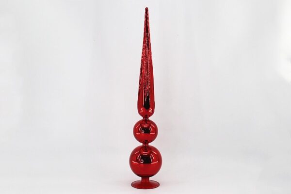 Red Mercury Glass Ball Tree Topper, Glitter Christmas Tree Topper Finial Ornament Decoration