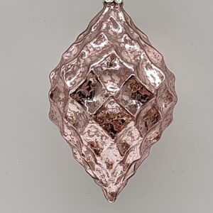 Pink Diamond Pattern Glass Teardrop Ornament, Embossed Christmas Tree Hanging Drop Decoration