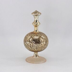 Gold Filigree Glass Finial with Pedestal Stand, Ornate Vintage Christmas Tree Decoration