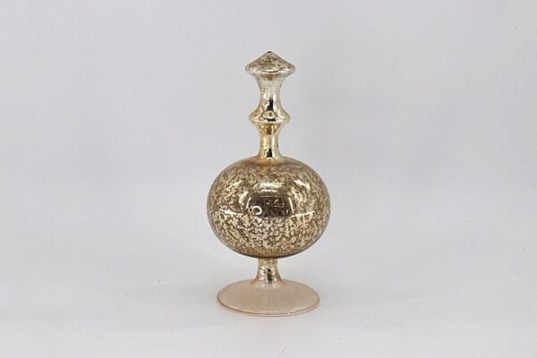 Gold Filigree Glass Finial with Pedestal Stand, Ornate Vintage Christmas Tree Decoration