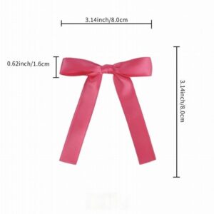 Hot Pink Satin Ribbon Bow with Long Tails, Christmas Tree Bow Ornament for Holiday Wreath and Garland Decor, Wholesale