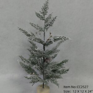 Snow Flocked Pine Spruce Tabletop Christmas Tree 24 Inch, Frosted Mini Artificial Tree Bulk