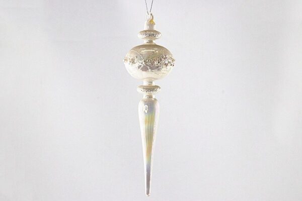 Champagne Ivory Mercury Glass Finial Ornament, Vintage Gold Glass Christmas Tree Decoration
