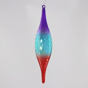 Rainbow Gradient Glass Finial Ornament, Purple Blue Teal Hand Blown Christmas Tree Decor