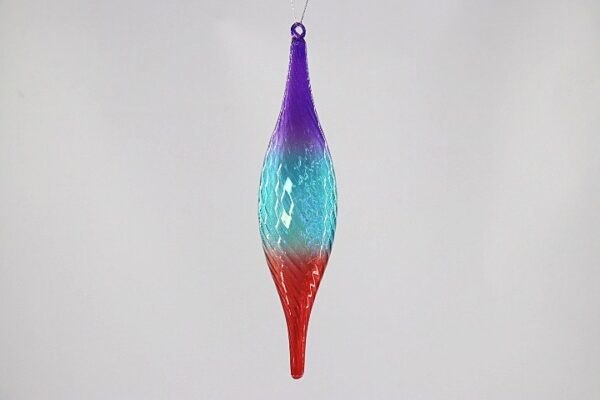 Rainbow Gradient Glass Finial Ornament, Purple Blue Teal Hand Blown Christmas Tree Decor