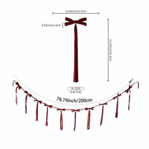 Burgundy Long Streamer Christmas Bow, Velvet Ribbon Door Hanger Bow for Xmas Tree and Wall Decor, Wholesale