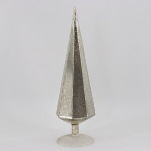 Silver Mercury Glass Cone Christmas Tree with Base, Sleek Modern Tabletop Holiday Tree Decor