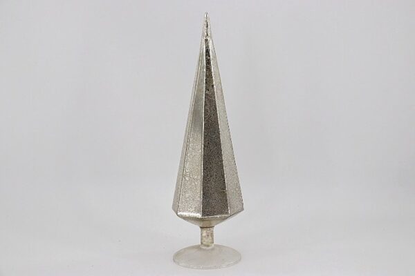 Silver Mercury Glass Cone Christmas Tree with Base, Sleek Modern Tabletop Holiday Tree Decor