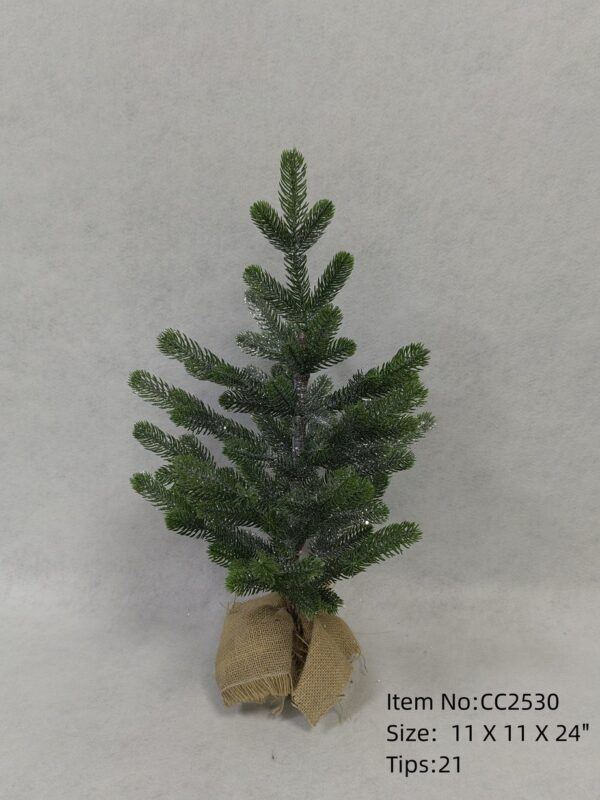 Mini Flocked Pine Spruce Christmas Tree 24 Inch Tabletop Decor, Wholesale Faux Winter Tree