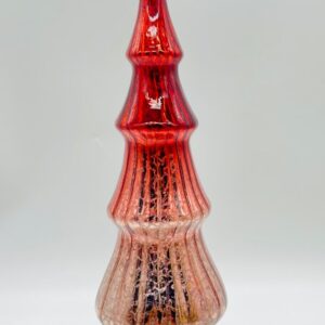 Red LED Light Up Glass Christmas Tree Table Decor, Battery Operated Mercury Glass Tree Centerpiece