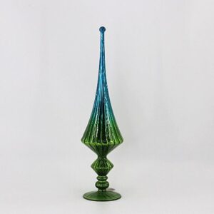 Green and Blue Glass Tree Topper Finial, Elegant Christmas Tree Topper Ornament Decoration