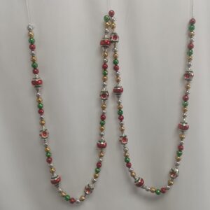 Pink and Silver Beaded Christmas Garland, Vintage Glass Bead Chain Holiday Decor Wholesale