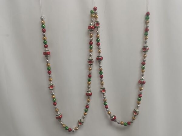 Pink and Silver Beaded Christmas Garland, Vintage Glass Bead Chain Holiday Decor Wholesale
