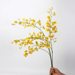 White Artificial Oncidium Orchid Spray Stem, Faux Dancing Lady Orchid Branch for Wedding Home Decor, Wholesale