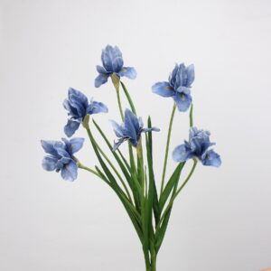 Mauve Purple Artificial Iris Bunch 6 Heads, Faux Bearded Iris Flowers for Spring Home Decor, Wholesale