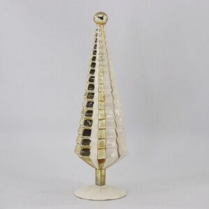 Champagne Gold Cone Glass Christmas Tree with Star, Elegant Tabletop Holiday Tree Decor