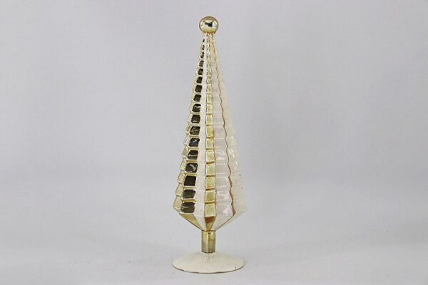 Champagne Gold Cone Glass Christmas Tree with Star, Elegant Tabletop Holiday Tree Decor