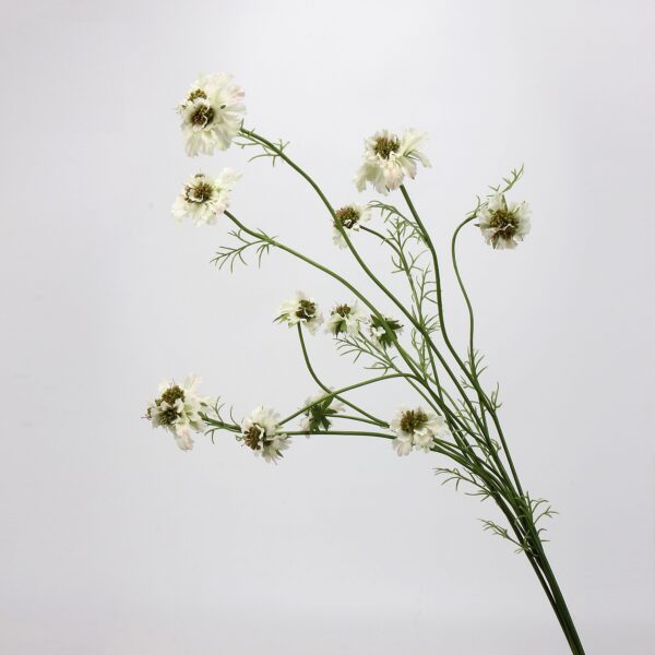 White Artificial Cosmos Wildflower Stem Set, Faux Meadow Flower Bunch for Rustic Wedding and Home Decor, Wholesale