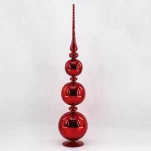 Red Glitter Mercury Glass Tree Topper, Stacked Ball Christmas Tree Topper Finial Ornament